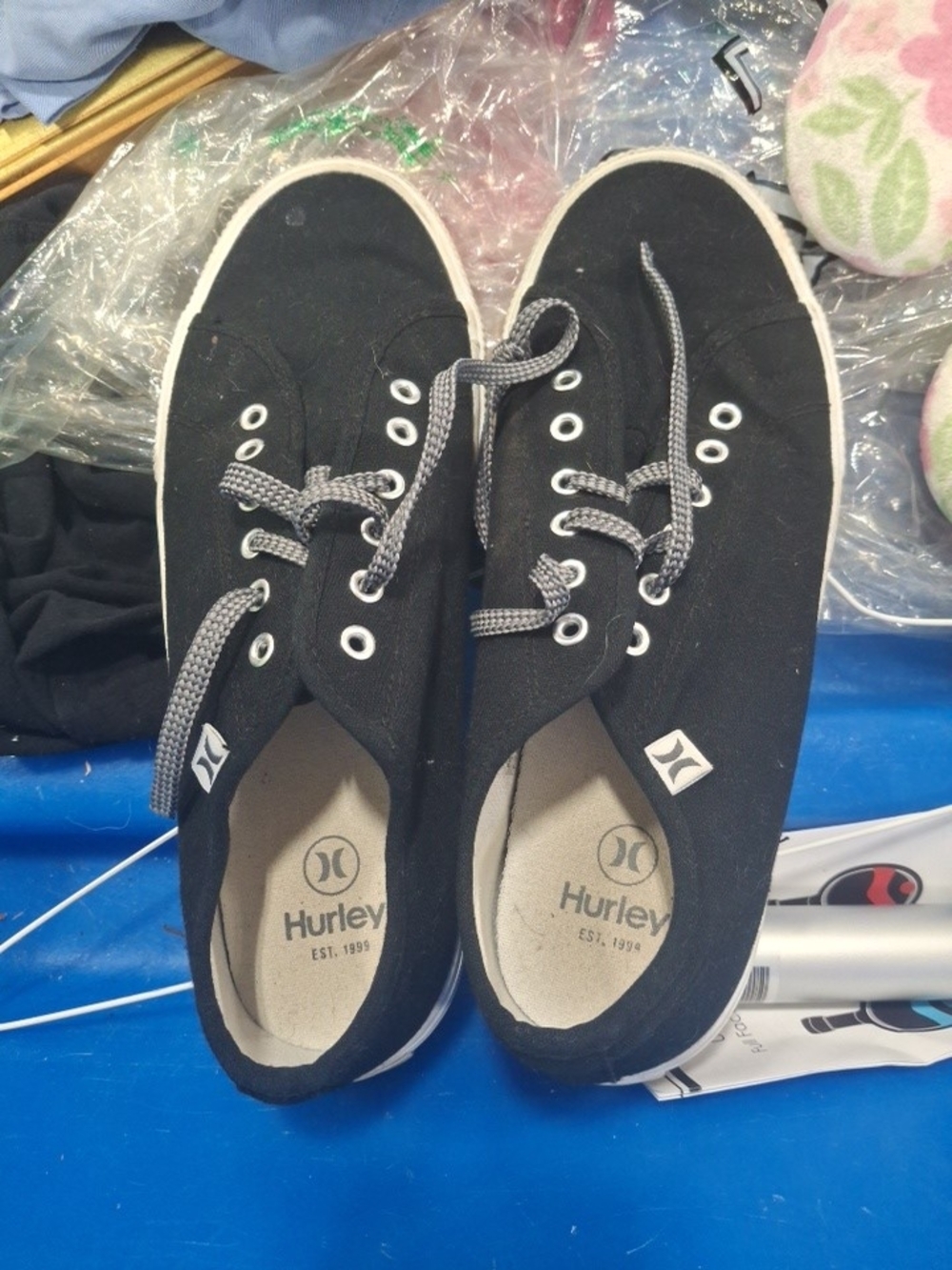 Hurley Black Canvas Lace-Up Sneakers with White Trim